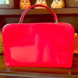VTG 1960s Briefcase Carry On Handbag RED